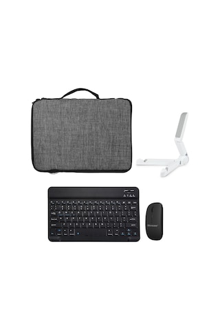 Samsung Uyumlu Galaxy Tab A11 Plus İçin Tablet Çanta + Bluetooth Klavye + Mouse + Stand Al8112 Laptop Çantası