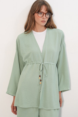 Bigdart Kadın Ayrobin Kimono Pantolon İkili Takım 30101 - E.yeşil