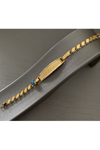 Pullu Altın Çocuk Künyesi Sarı Altın