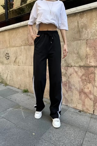 Paradise Paça Şeritli Wide Leg Siyah