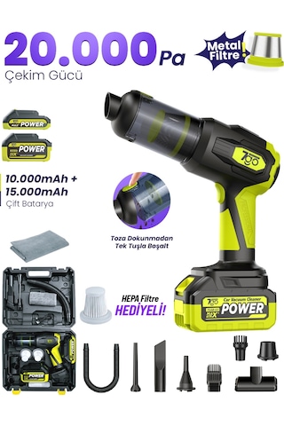 7go 7GAB-03 20.000PA Güçlü Emiş 25.000mAH Kablosuz Araç İçi Süpürge
