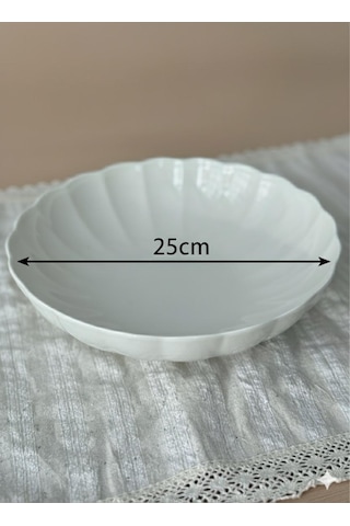 Bone Luz Serisi Krem 25 Cm Salata Kasesi Tekli Amblemli Krem