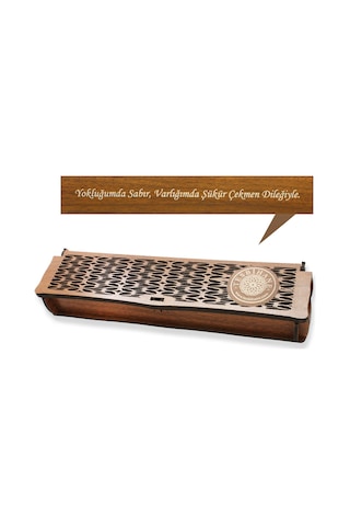 Özel Mesaj Yazılı Kahverengi Ahşap Elegance Hediye Tesbih Kutusu M-4