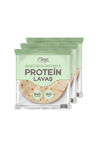 Clean Powders Yüksek Proteinli Tortilla Lavaşı 6'lı 420 Gr - 3 Adet - Aromasız
