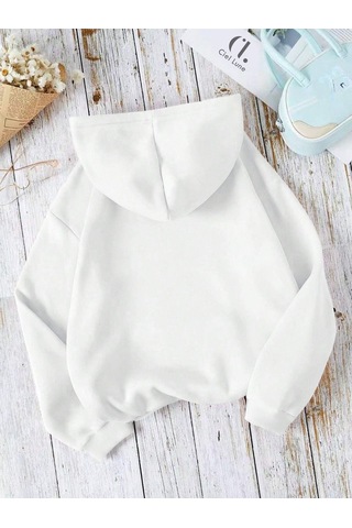 Nevermind Unisex Heart Oversize Baskılı Kapşonlu Sweatshirt 3 Ipl Beyaz