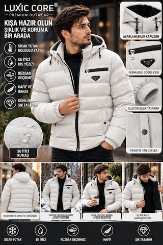 Luxic Core Luxıc Core Erkek Kapüşonlu Şişme Mont İçi Polarlı, Su İtici, Sıcak Tutan Günlük Kışlık Mont Taş Rengi Luxic Core Luxıc Core Erkek Kapüşonlu Şişme Mont İçi Polarlı, Su İtici, Sıcak Tutan Günlük Kışlık Mont Taş Rengi