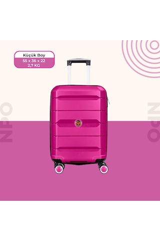 Npo Diamond Pp Polipropilen Küçük Kabin Boy Kırılmaz Valiz - Fuşya