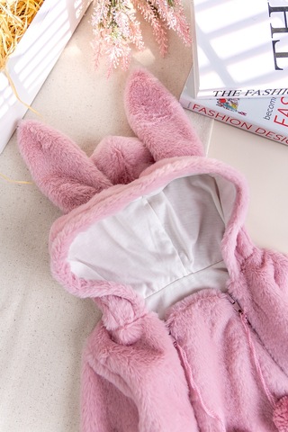 Kışlık Peluş Welsoft Penye Astarlı Pamuklu Kız Erkek Bebek Tulum Gülkurusu