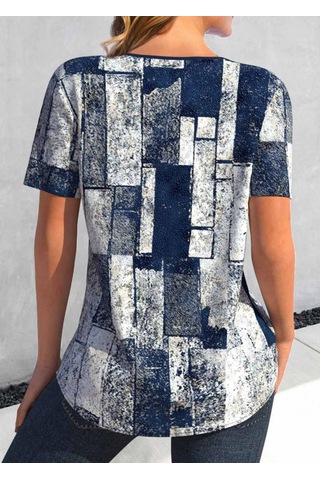 Leyla Sanat Sanata Yeni Bir Bakış Açısı Kadın Kısa Kollu Yakası Bağcıklı Kuş Gözü Detay Süprem Bluz Lacivert