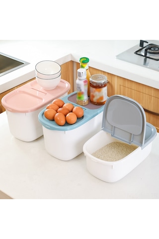 Mufunye 8kg Mavi Pp Mamül Yemek Saklama Kutusu - Hermetik Kapaklı, Nem Koruyucu, Pirinç/un/evcil Hayvan Yemi Depolama Kabı Mavi