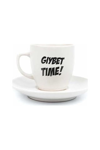 Gıybet Time Krem Türk Kahvesi Fincanı - Hediye Seramik Türk Kahvesi Fincanı Acı Kahve