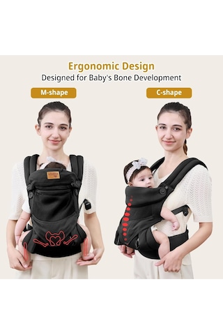 Vrbabies Ergonomik ve Nefes Alabilen Bebek Taşıyıcı Ayarlanabilir Bel Kemeri ve Başlık Portbebe