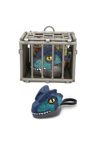 Kafeste Dilophosaurus Mini Dinozor Arabası Anahtarlık Oyuncak Çek Bırak Dinozor