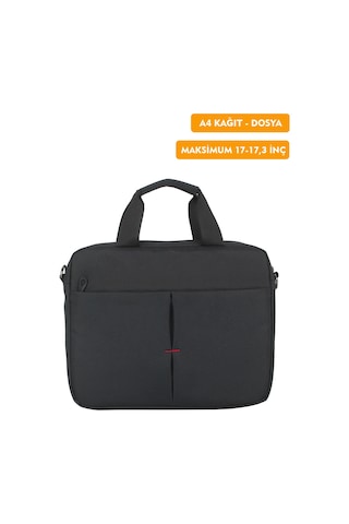 17"-17,3" İnç Laptop Evrak Çantası Tablet A4 Kağıt Ve Dosya Uyumlu Darbe Emici Koruma Omuz Askılı Siyah