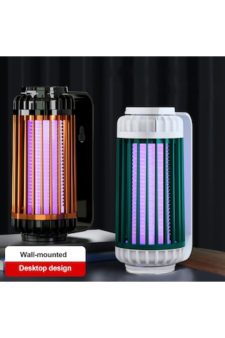 Mufunye Pil Li Thi Um İçeren Gri Elektrikli Kovucu - 365nm Mor Işık Ve Nefes Benzetimi İle 360 Komplet Kovma - Masaüstü/duvar Montajlı