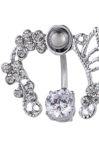 Dolıty Zirkon Göbek Halkası Belly Button Body Piercing Gümüş Gümüş