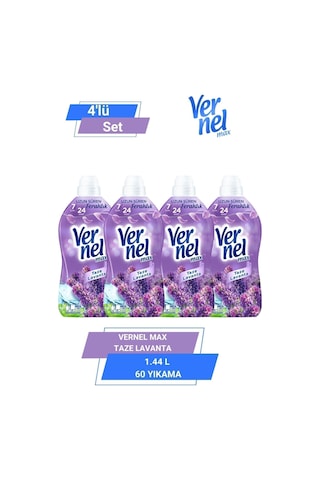 Vernel Max Konsantre Çamaşır Yumuşatıcısı Taze Lavanta  4 x 1440 ML