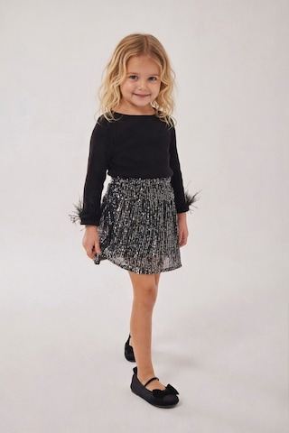 My Kids Wear Kız Çocuk Bayramlık Payet Etekli Takım 12564 Siyah - Beyaz