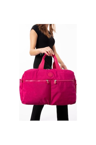 Seyehat Spor Çantası Kabin Boy Valiz 45 35 Cm Omuz Ve Çapraz Askılı Hafif Klinkır Çanta Su İtici Pembe