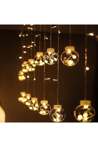 Işıklı Yılbaşı Top Led Led Işık Saçak Led Top Dekoratif Yılbaşı Led 2.5 Metre 138 Led 8 Fonksiyonlu 8 Modlu Led Işık Günışığı Perde Led Günışığı