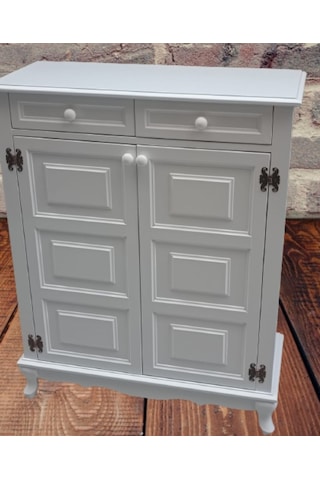 Bengi Ayakkabılık Kareli Çok Amaç Model Parlak Beyaz 2 Kapaklı