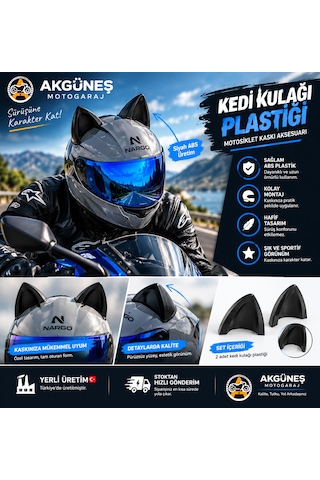 Kask Kedi Kulağı Abs Plastik Evrensel Kask Aksesuarı M3 Çift Taraflı Bantlı Mat Siyah