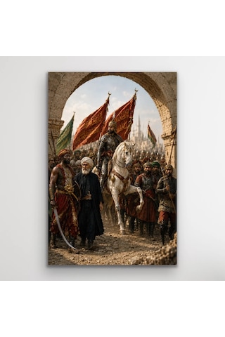 Fatih Sultan Mehmet İstanbul'un Fethi Kanvas Tablo 40x60 Cm Çok Renkli