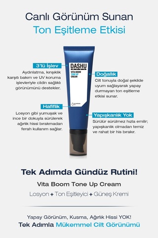 Uv Koruma Ve Aydınlık Görünüm Sunan Krem Dashu Mens Vita Boom Tone Up Cream Spf50+ Pa++++