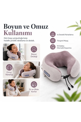Şarjlı U Tipi Boyun Masaj Aleti Isı Ve Titreşim Özellikli Omuz Bacak Masaj Yastığı