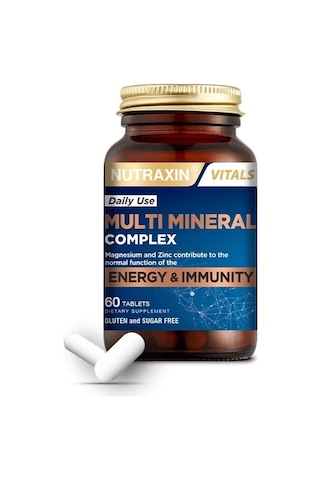 Nutraxin Multimineral Complex 60 Tablet Magnezyum, Kalsiyum, Çinko, Demir, İyot, Krom