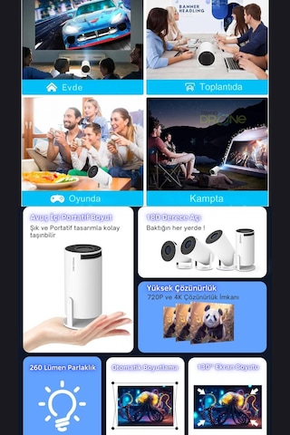 Hy300 Pro Taşınabilir Android Projeksiyon En Güncel Versiyon Wifi Destekli Akıllı Sinema Projektör Ultra Hd