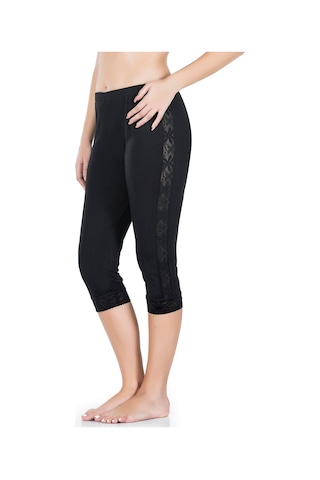 Şeritli Kısa Kadın Tayt 417 Siyah