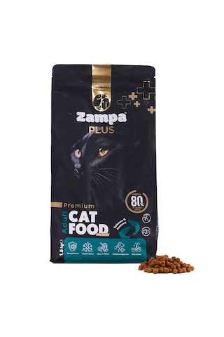 Zampa Plus Premium Somon Etli ve Hamsili Yetişkin Kediler İçin Kuru Mama 1500 G