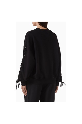 Rotate Birger Christensen Lacing Organik Kot Siyah, Oversize Kadın Sweatshirt