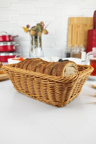 Digithome Rattan Ekmek Sepeti Dikdörtgen Ekmeklik 22 Cm Kahverengi - Yk1449 Kahverengi