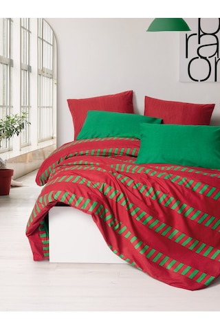 Cozy Home Festive Çift Kişilik Lastikli Çarşaflı Nevresim Takımı Holly Yeşil Yeşil