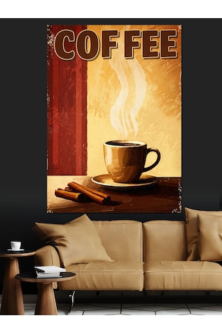 "coffee" Retro Kahve Posteri Dekoratif Kanvas - Mdf Ahşap Tablo