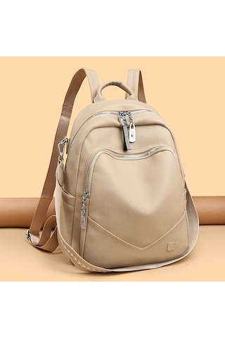 Yeni Pu Sırt Çantası Modaya Uygun Basit Stil Büyük Kapasiteli Şık Kadın Sırt Çantasısiyah Diğer