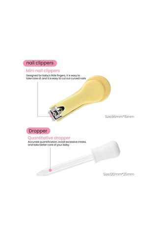 Xindoker Bebek Bakım 10'lu Seti: Güvenli Tırnak Kırıcı, Tırnak Kesici, Fırça, Tarak Ve Termometre - Sarı-mavi