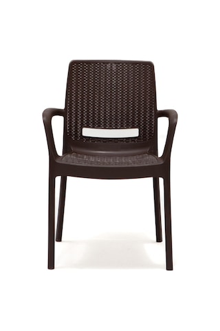 Rattan Small Lüx Camlı Kahve Masa Takımı Bahçe&balkon 1 Camlı Masa 4 Sandalye Kahverengi