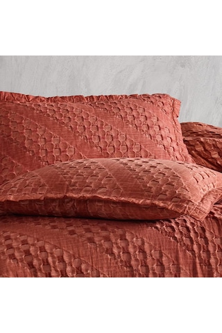 Jakarlı Pike Yatak Örtüsü Çift Kişilik Enza Kiremit Diğer