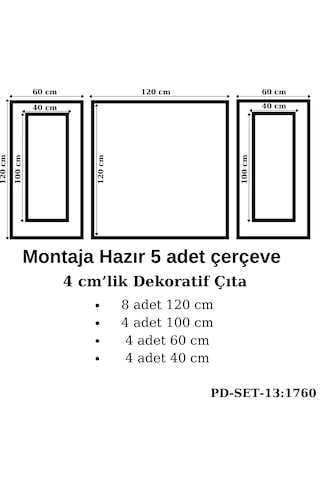 Montaja Hazır 5 Adet Çerçeve 4 Cm'lik Pd-set-13: 1760