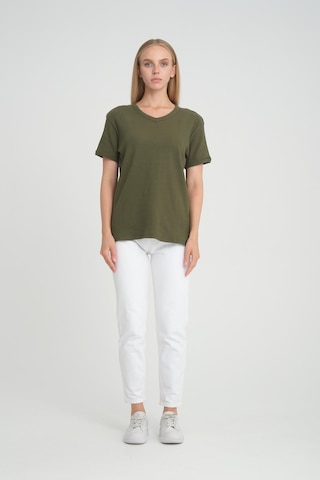 Alexandergardı Fitilli V Yaka Comfort Fit T-shirt E24-74602 001