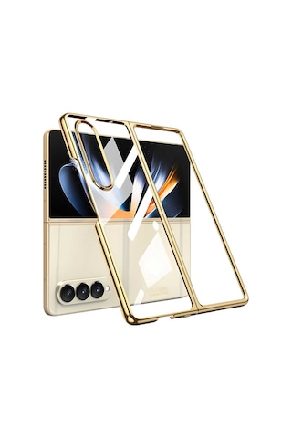 Rba Aksesuar Galaxy Uyumlu Z Fold 4 Kılıf Rba Full Camlı Kıpta Kapak - Gümüş Gümüş