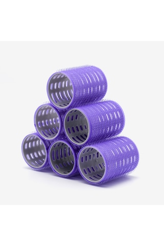 Croc 1215 Büyük Boy Bigudi 6Lı Cırtlı - Yapışkanlı Bigudi Mor Çap: 4.5cm Mor