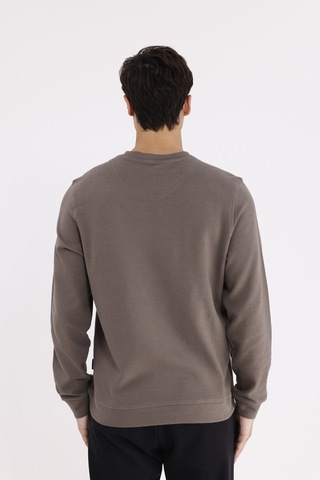 Rowinger Yatay Dokulu Ottoman Yüzey Tonal Logo Detaylı Bisiklet Yaka Standart Kalıp Sweatshirt Antracite