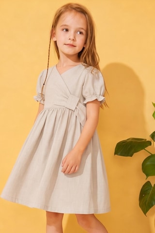 Esila Kids Kız Çocuk Elibse Flam Pamuk İnce Yazlık Elbise Bej