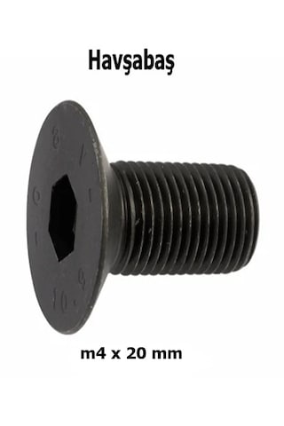 Venoa M4x20 Mm Havşabaş İmbus Civata 10.9 Kalite Siyah Dın7991 30 Adet M4