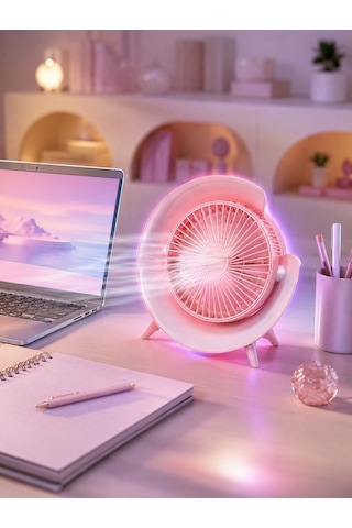 Gece Lambası Özellikli Şarjlı Mini Masaüstü Fan Diğer