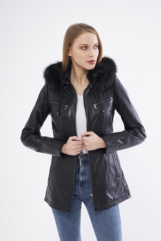 Derinss Dka2332 Hakiki Deri Kadın Siyah Mont 001